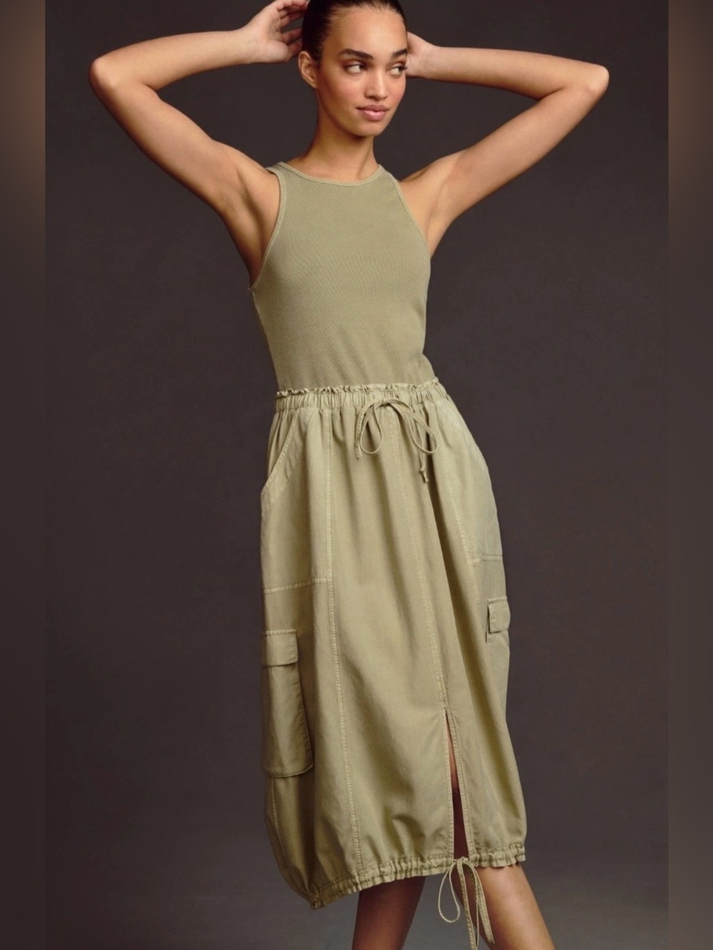 Daily Practice Anthropologie Be Bold Racerback Twofer Cargo Midi Dress